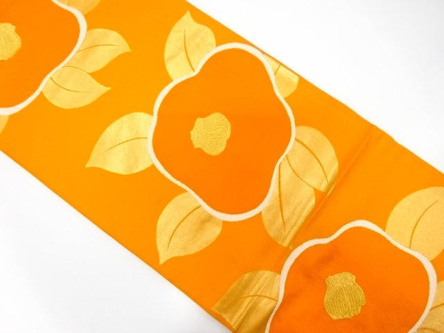 JAPANESE KIMONO / CAMELLIA PATTERN WEAVING FUKURO OBI